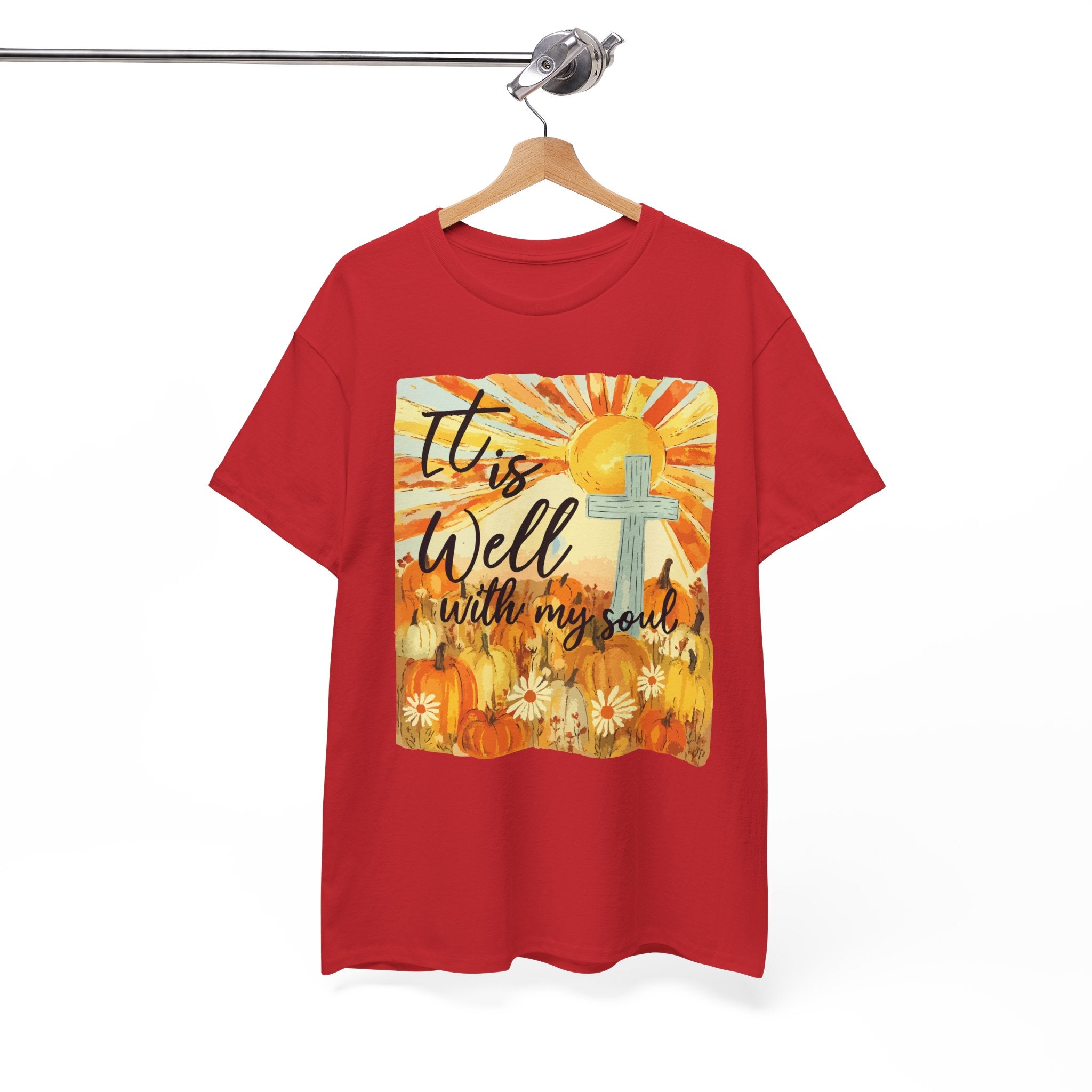 It Is Well With My Soul Pumpkin Sunrise Unisex Cotton T-Shirt
