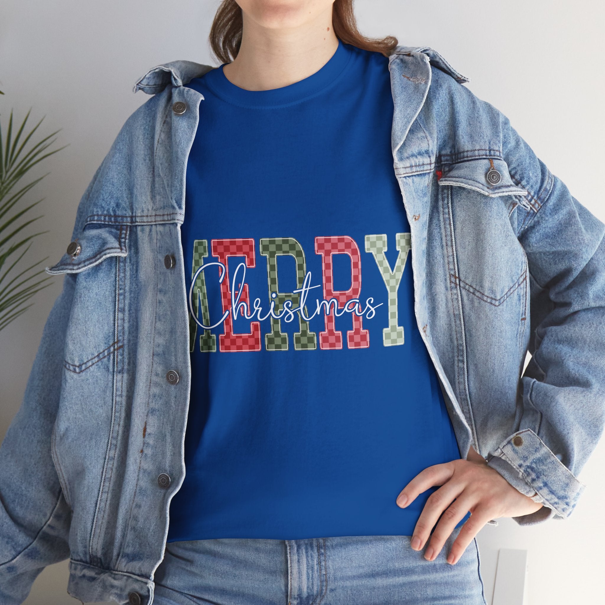 Plaid Merry Christmas Unisex Cotton Tee