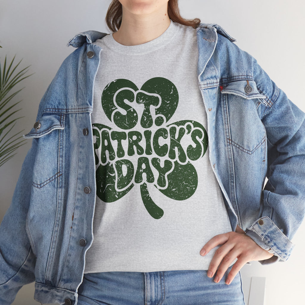 St. Patrick's Day Shamrock Tee — Retro Bubble Lettering Unisex Cotton Tee