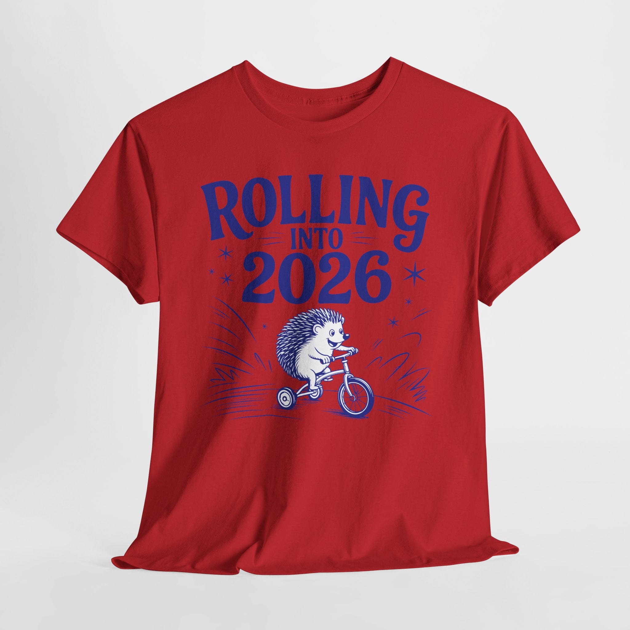 Rolling Into 2026 Hedgehog Tricycle Unisex Cotton Tee