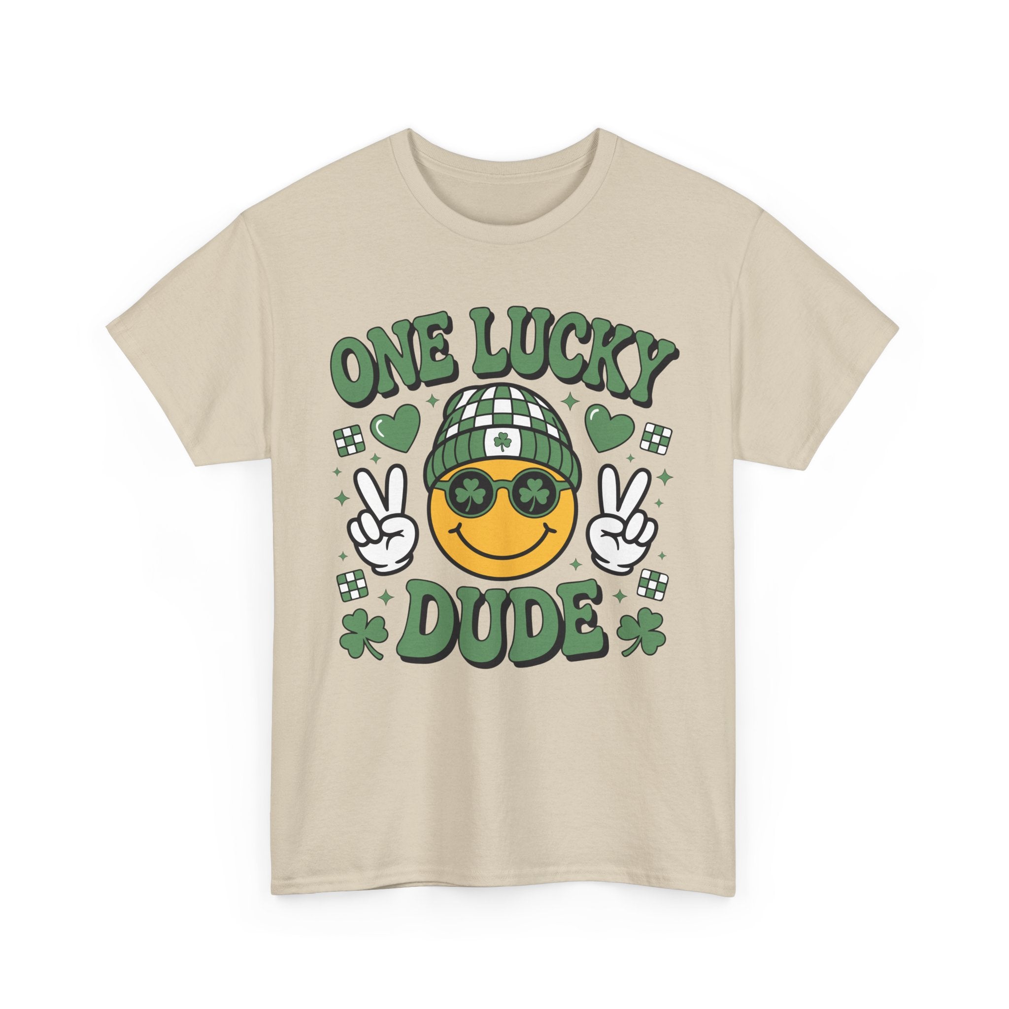 One Lucky Dude Shamrock Tee — St. Patrick's Day Smiley Unisex Cotton Tshirt