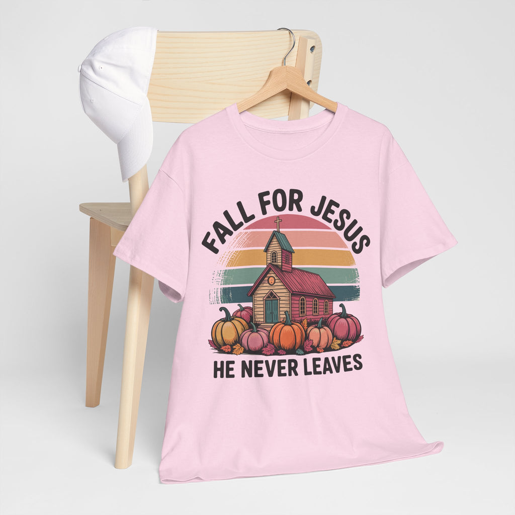 Jesus Leopard Print Fall T-Shirt — Pumpkins, Leaves & Floral Faith Unisex Cotton Tee