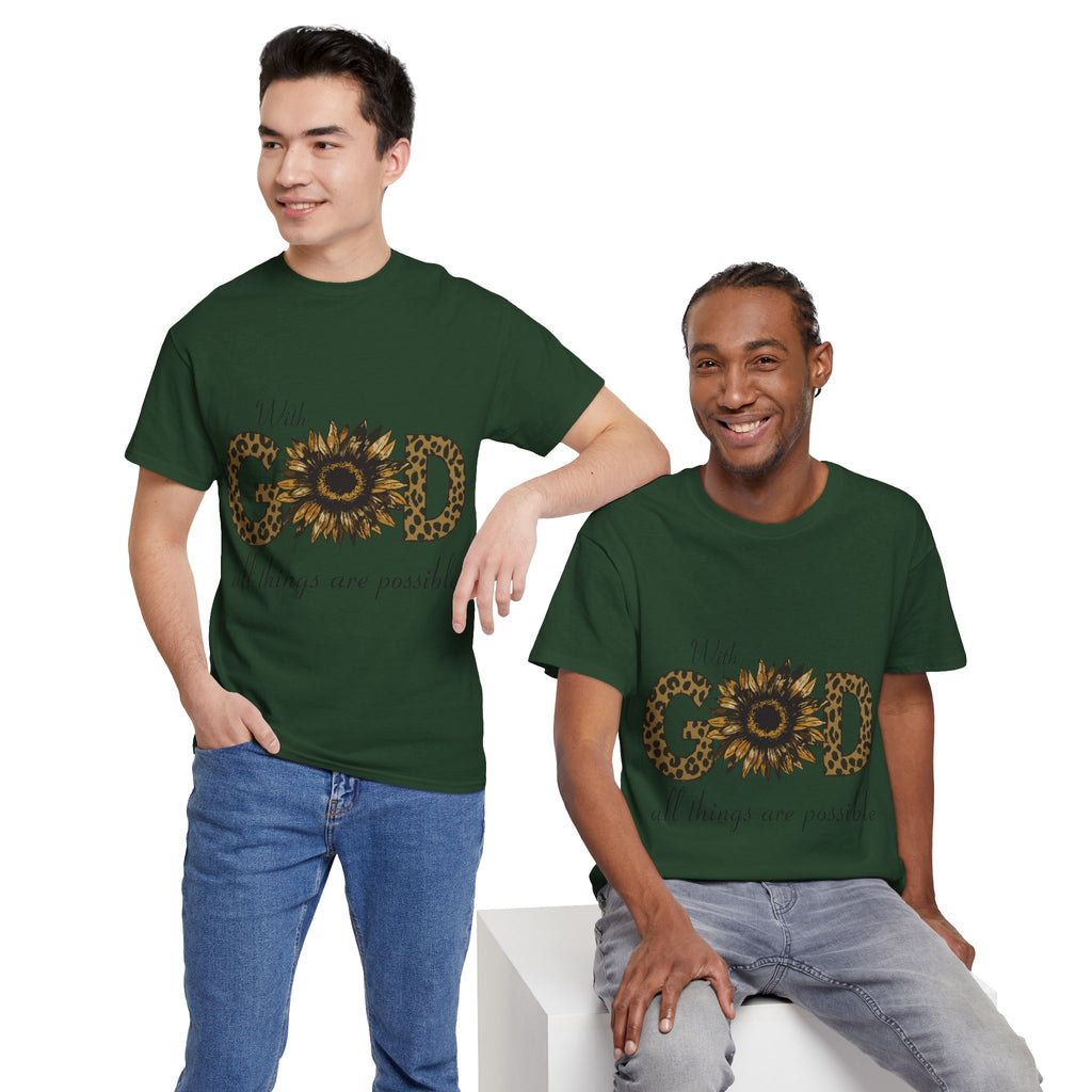 GOD Leopard Print Sunflower Unisex Cotton Tee