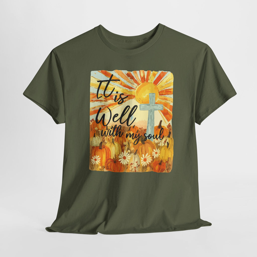 It Is Well With My Soul Pumpkin Sunrise Unisex Cotton T-Shirt