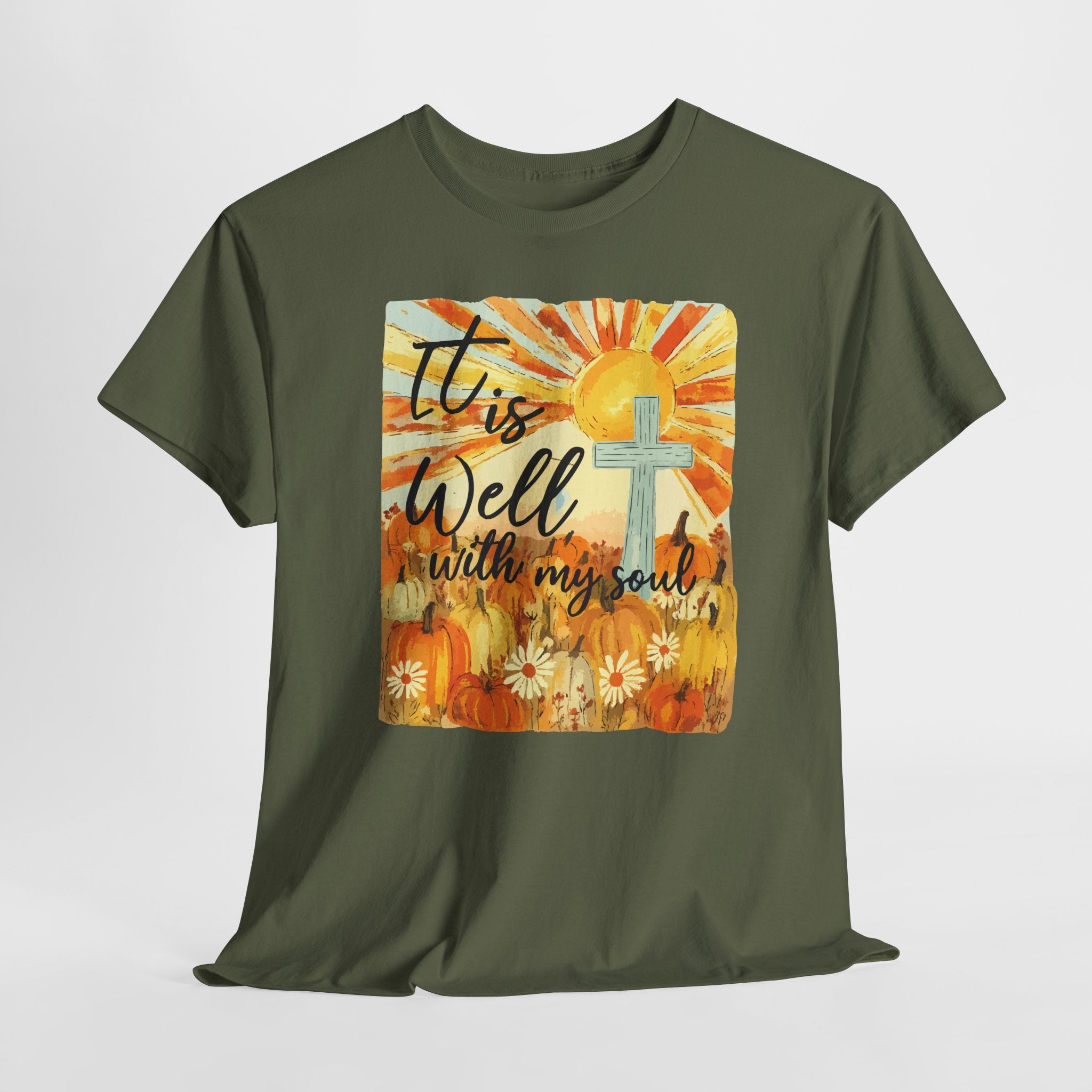 It Is Well With My Soul Pumpkin Sunrise Unisex Cotton T-Shirt