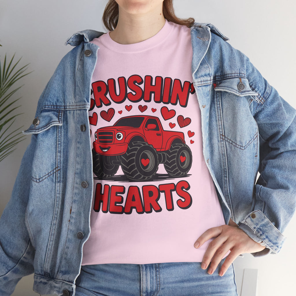 Crushin’ Hearts Valentine Monster Truck Unisex Cotton Tee