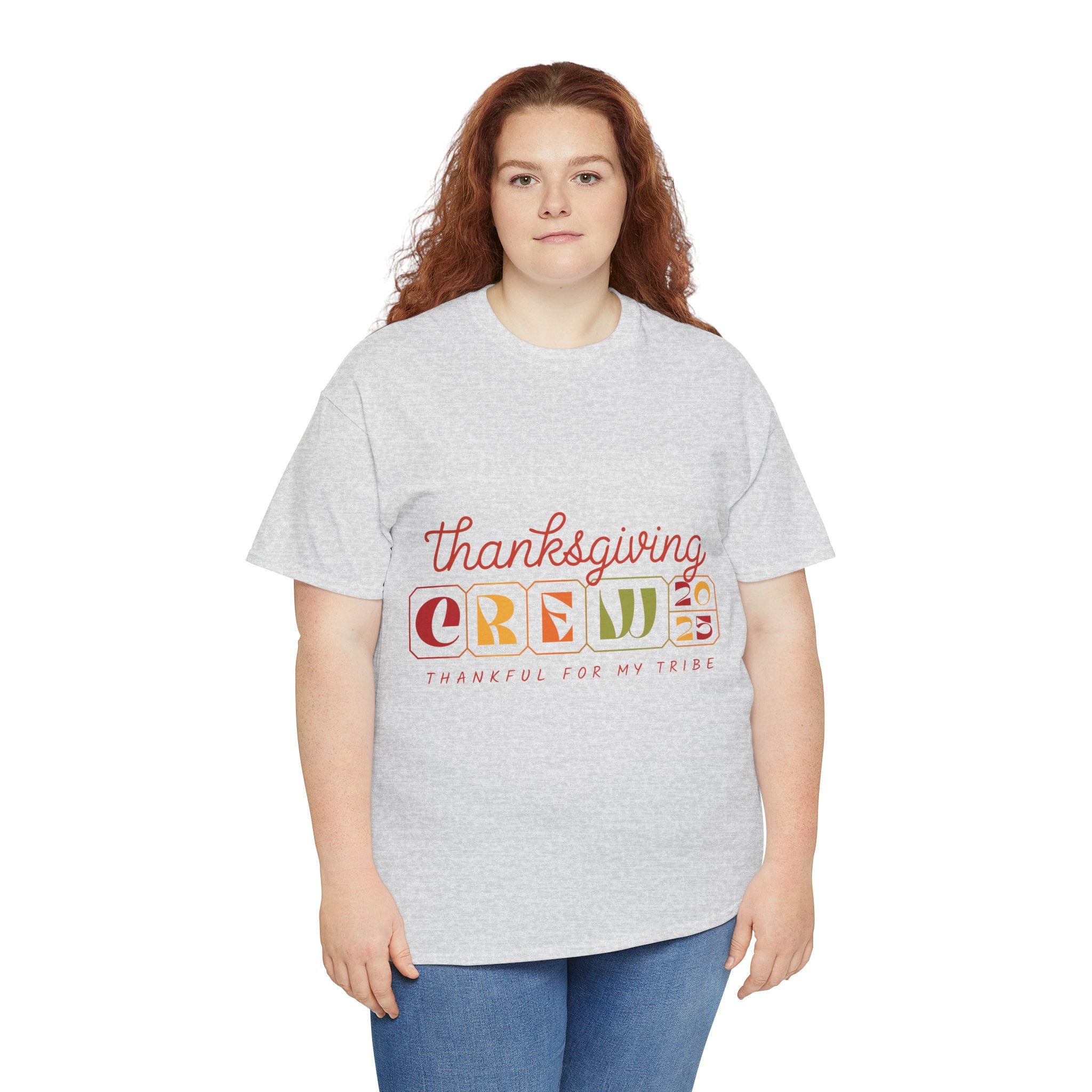 Thanksgiving Crew 2025 Tee — "Thankful for My Tribe" Autumn Holiday Unisex Cotton Tshirt