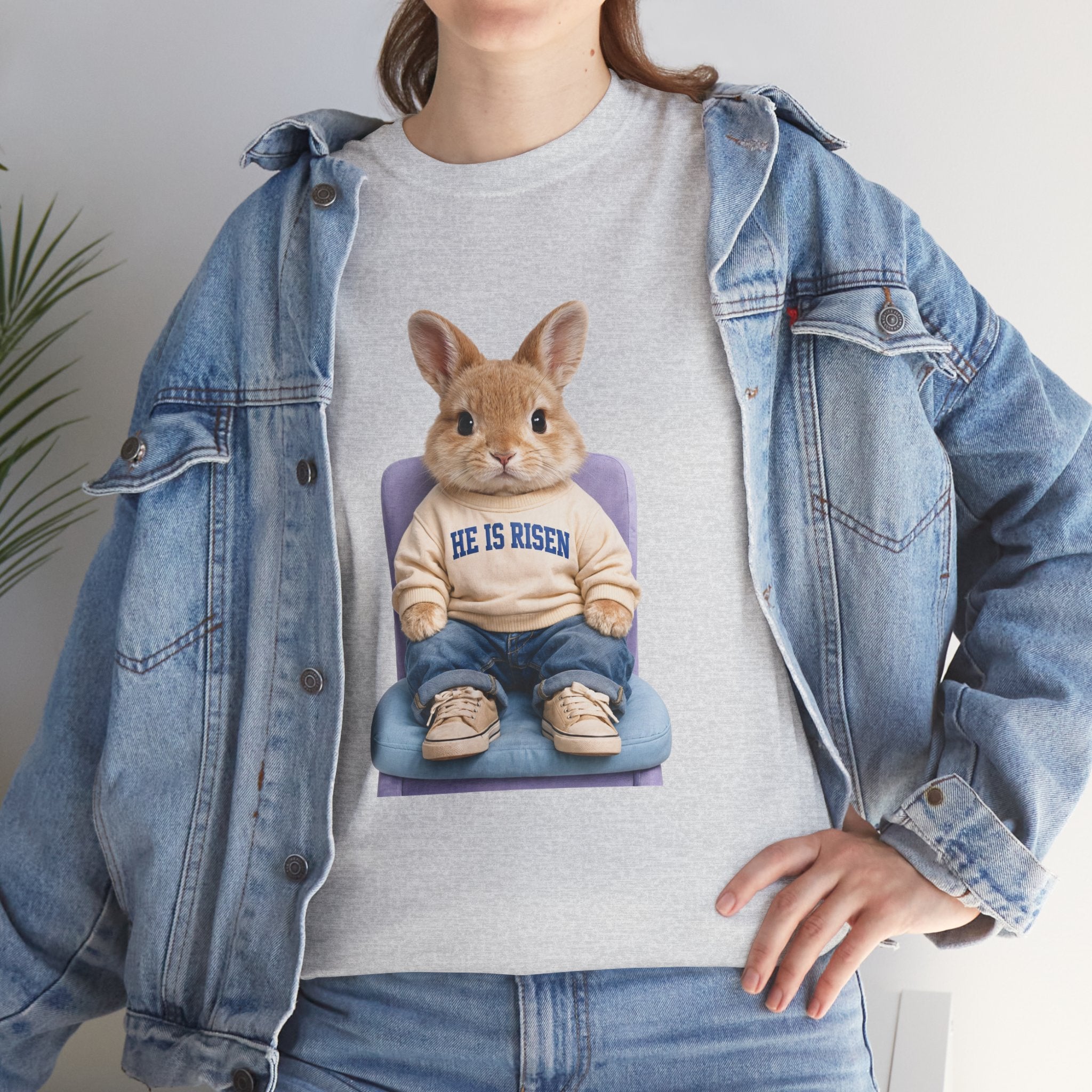 Easter 'He Is Risen' Bunny Unisex Cotton Tee