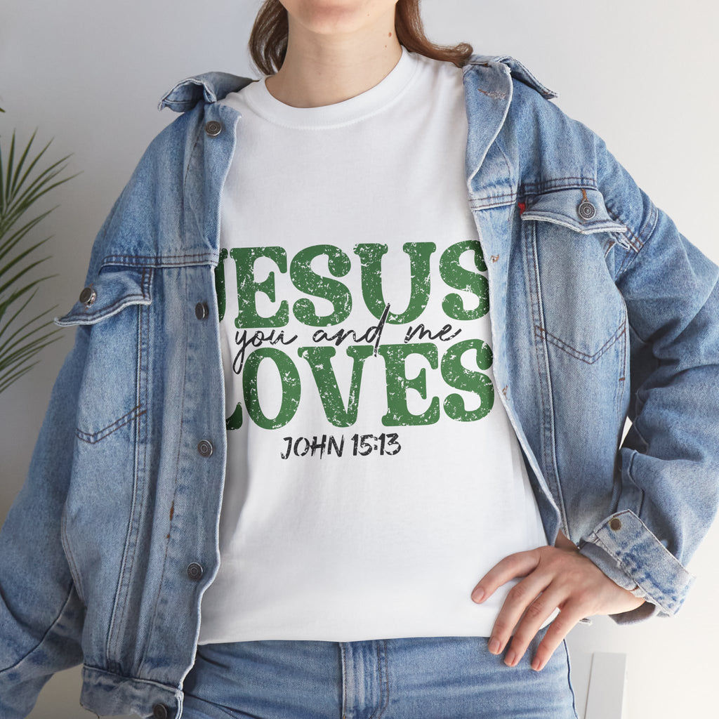 Jesus Loves Vintage Tee — Green Retro Christian Unisex Cotton T-Shirt