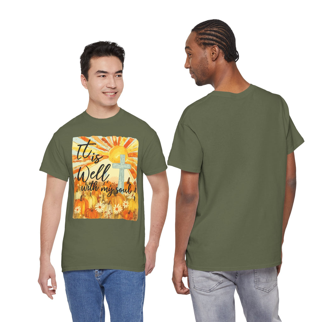 It Is Well With My Soul Pumpkin Sunrise Unisex Cotton T-Shirt