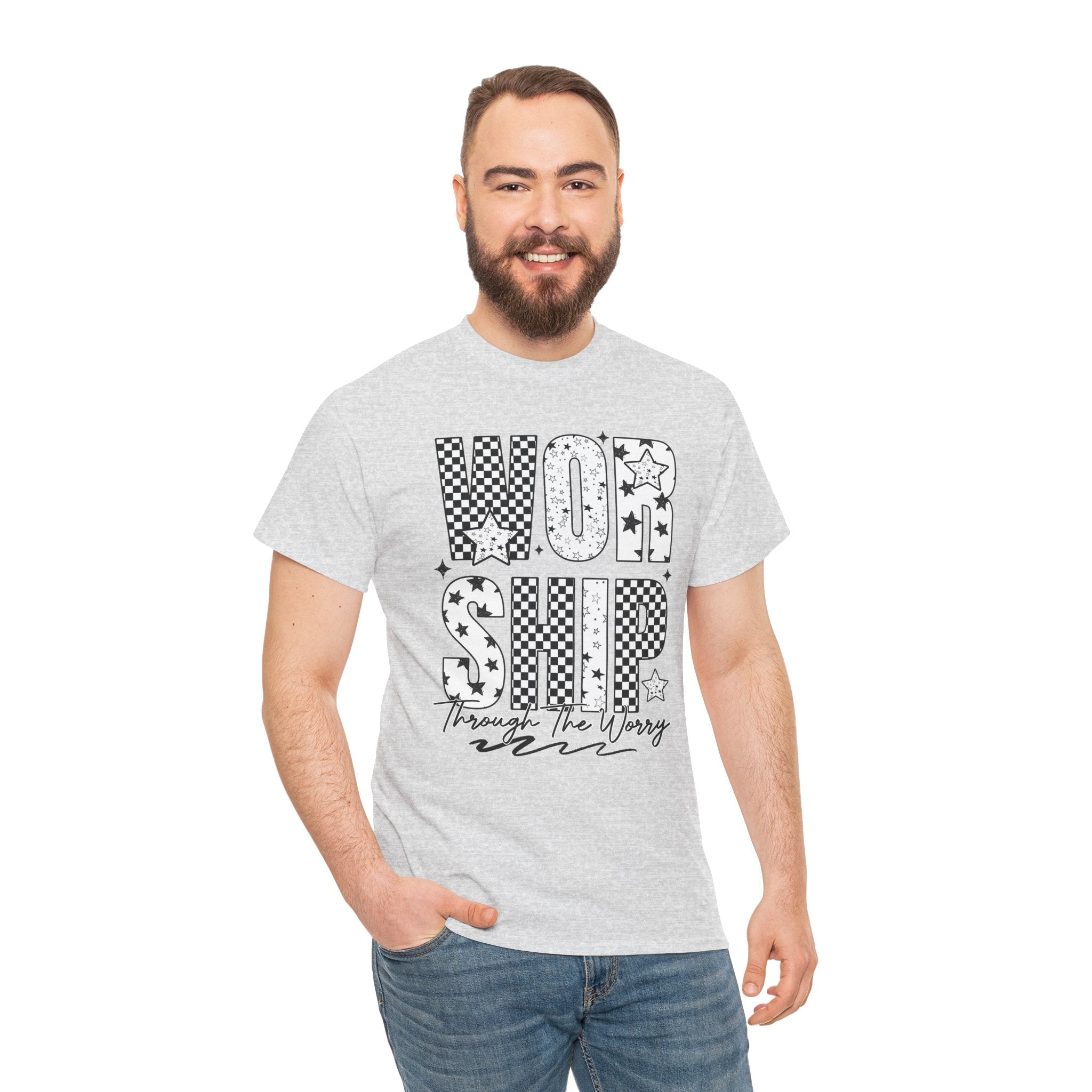WORSHIP Through The Worry Checkerboard Unisex Cotton Tee