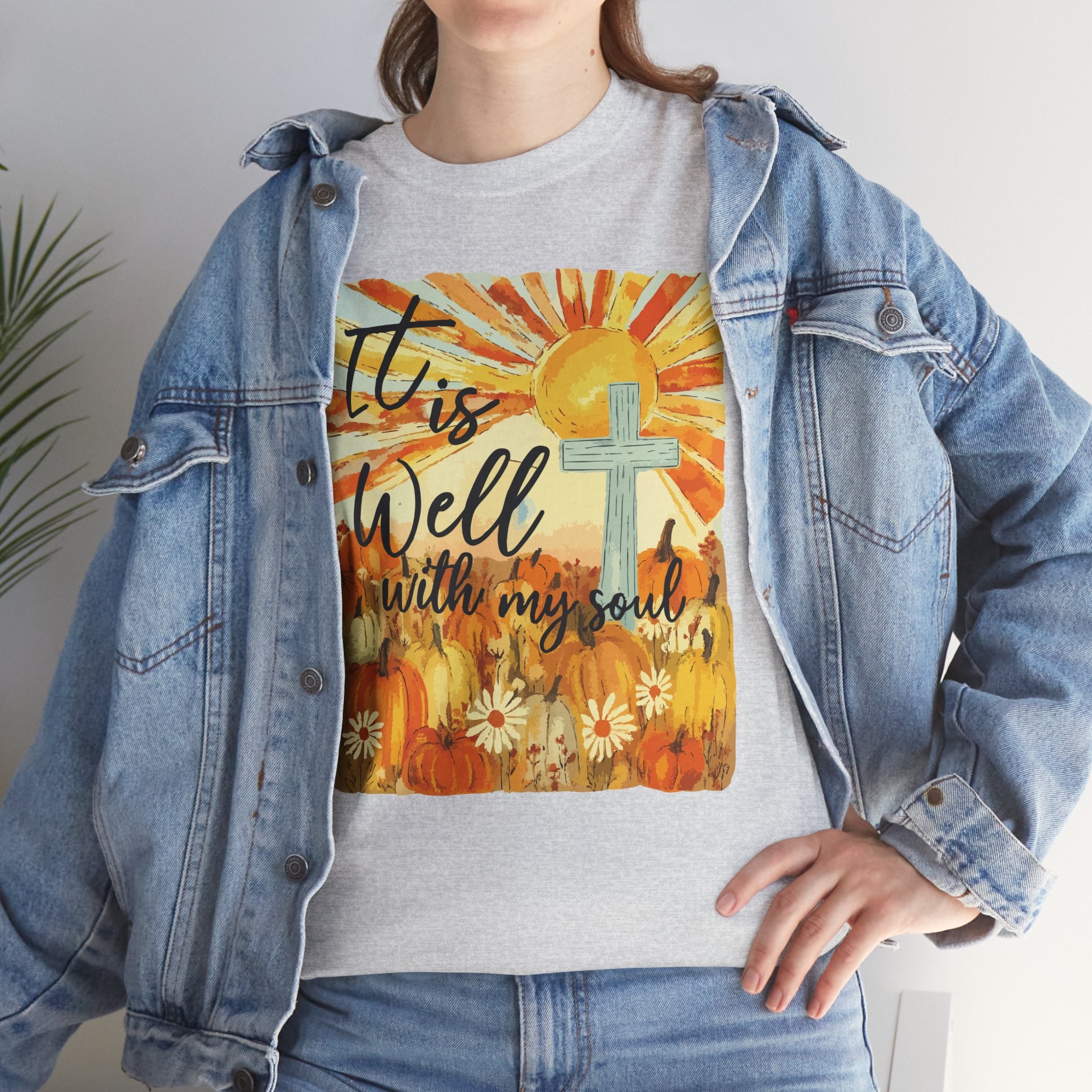 It Is Well With My Soul Pumpkin Sunrise Unisex Cotton T-Shirt
