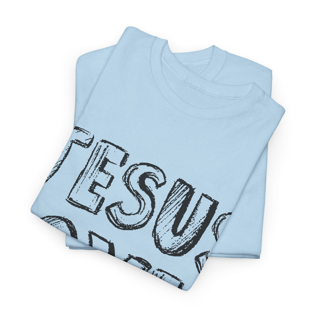 Jesus Loves You Chalk-Style Tee — Crosses & Stars Christian UNisex Cotton T-Shirt