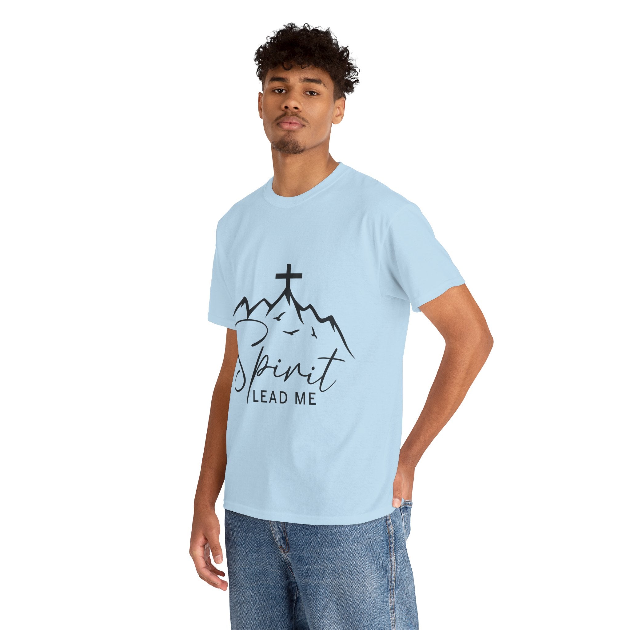 Spirit Lead Me Christian T‑Shirt — Minimalist Cross Unisex Cotton Tee