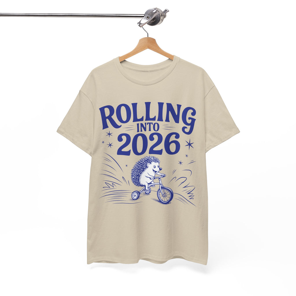 Rolling Into 2026 Hedgehog Tricycle Unisex Cotton Tee