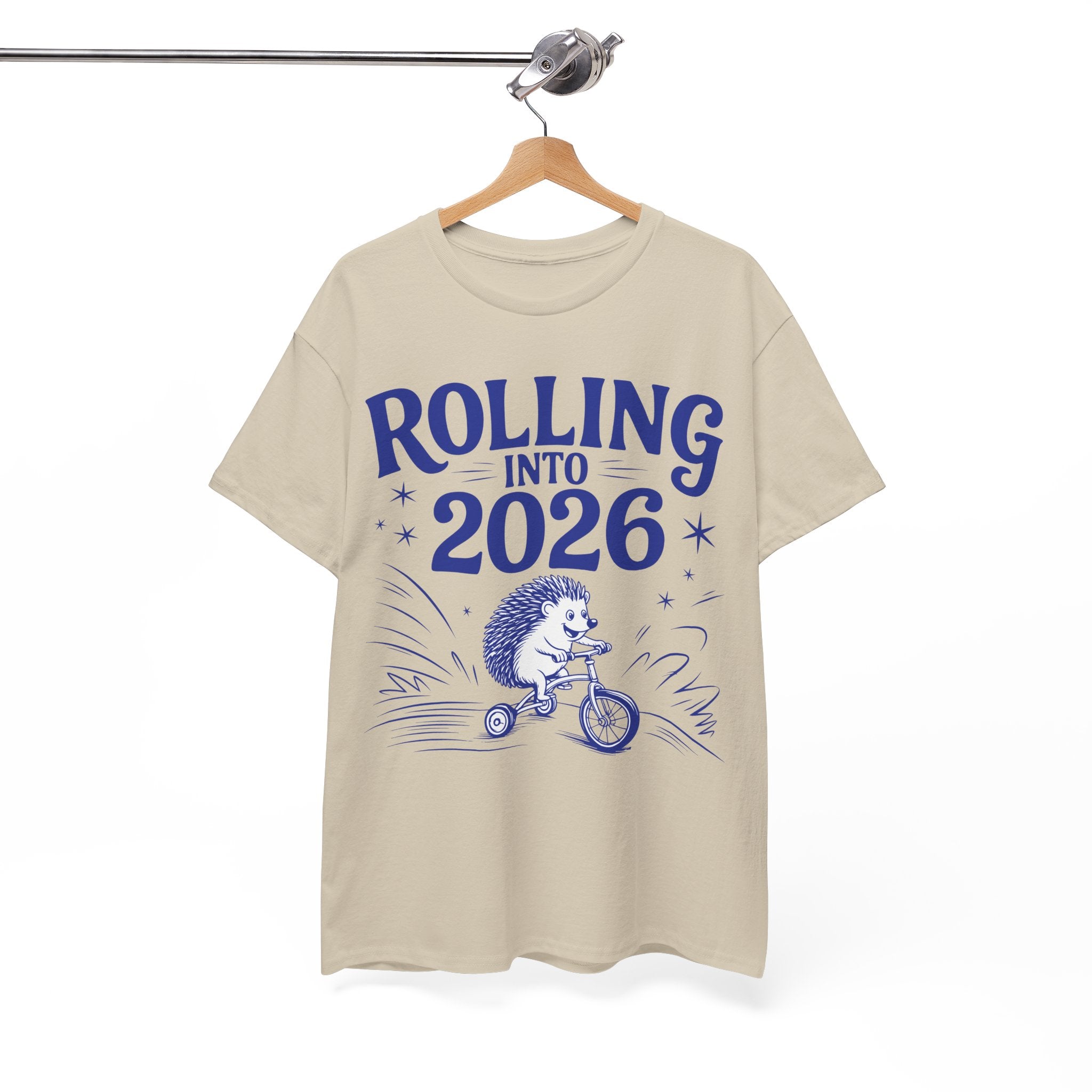 Rolling Into 2026 Hedgehog Tricycle Unisex Cotton Tee