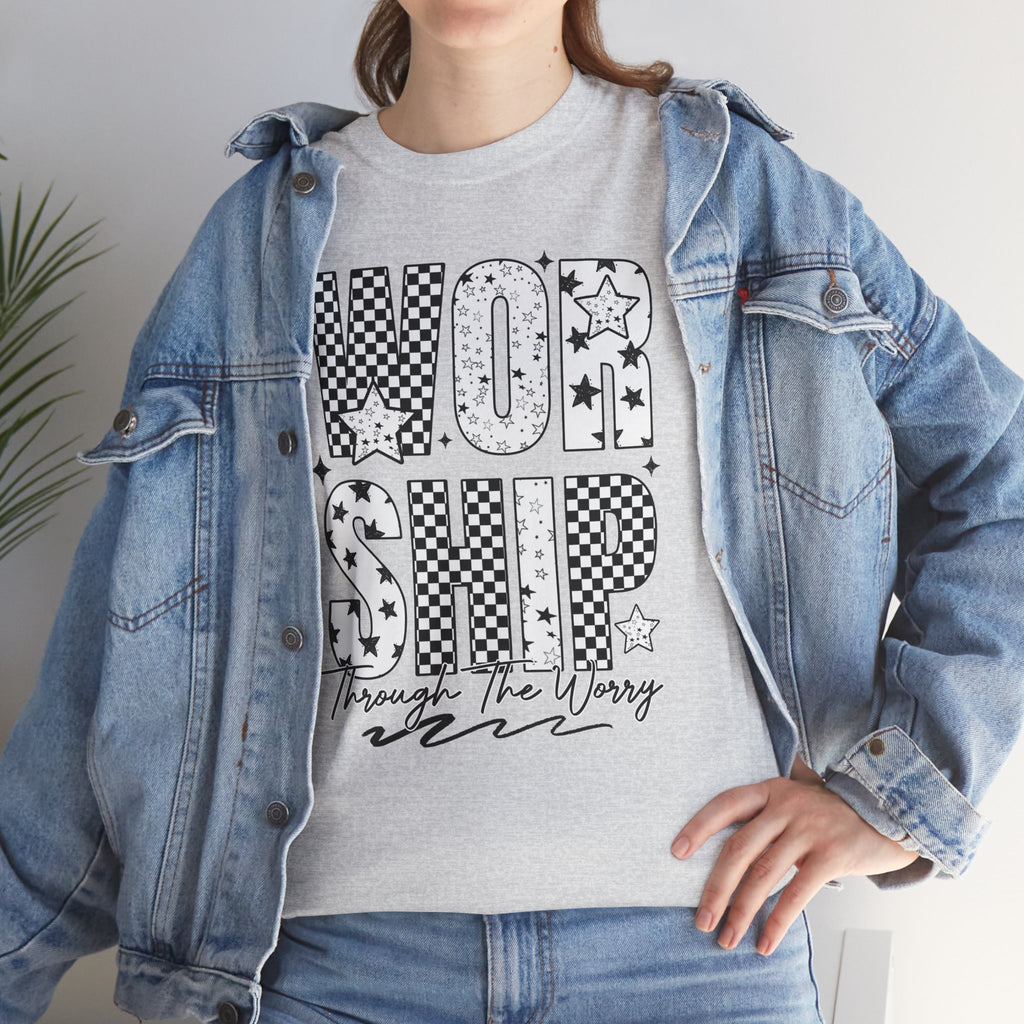 WORSHIP Through The Worry Checkerboard Unisex Cotton Tee