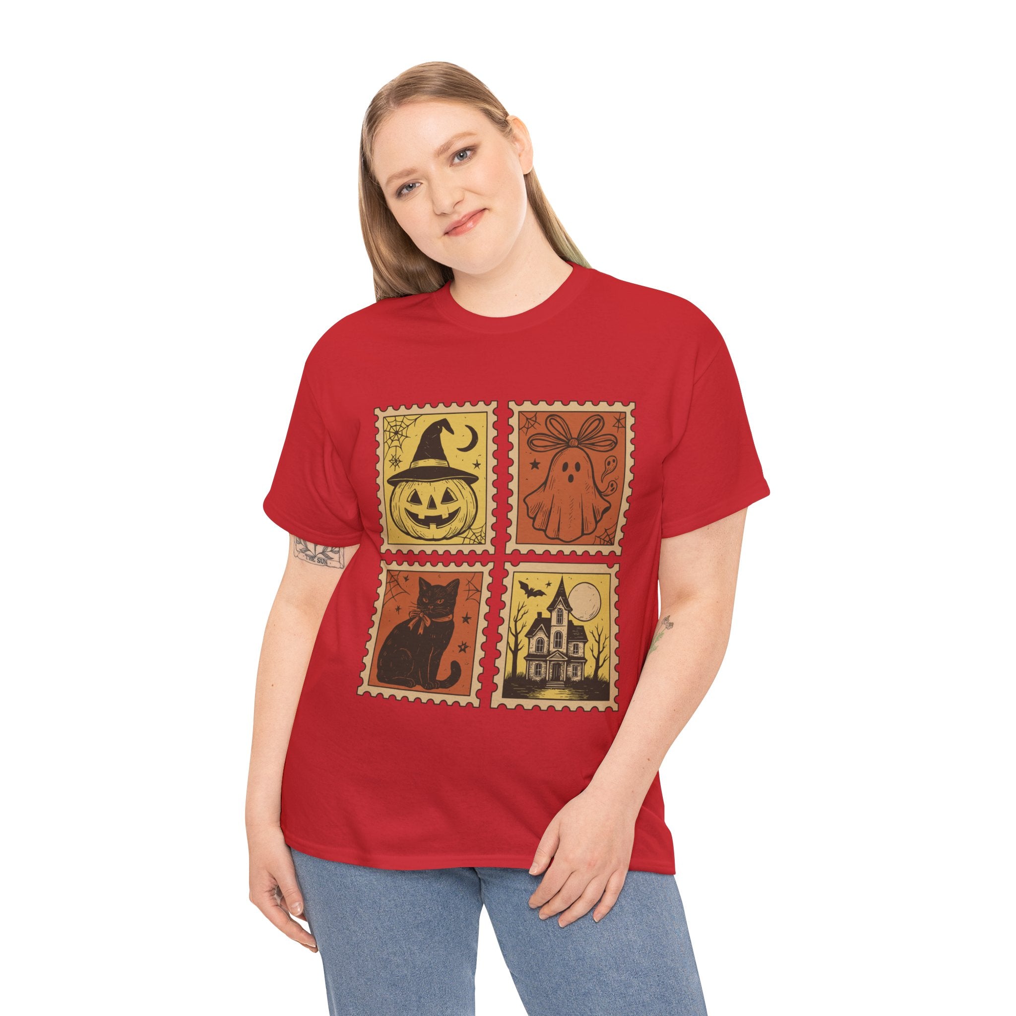 Halloween Stamp Design Unisex Heavy Cotton Tee