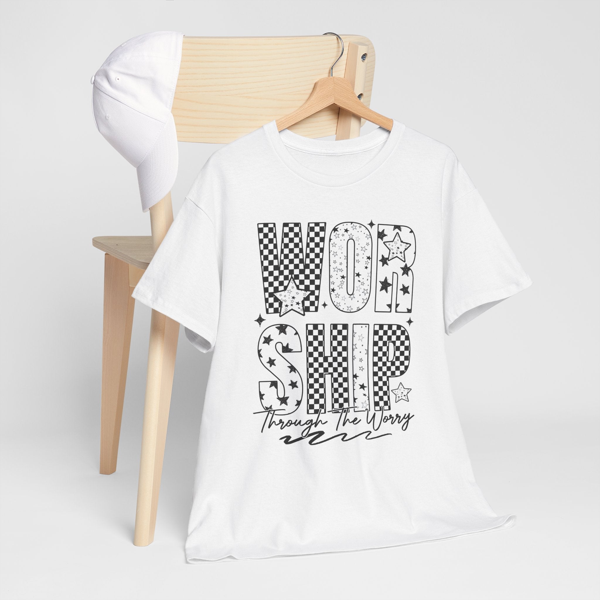 WORSHIP Through The Worry Checkerboard Unisex Cotton Tee