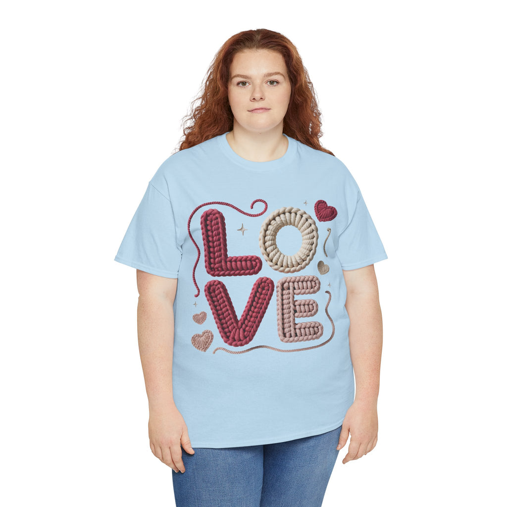 LOVE Faux Yarn Heart Unisex Cotton Tee