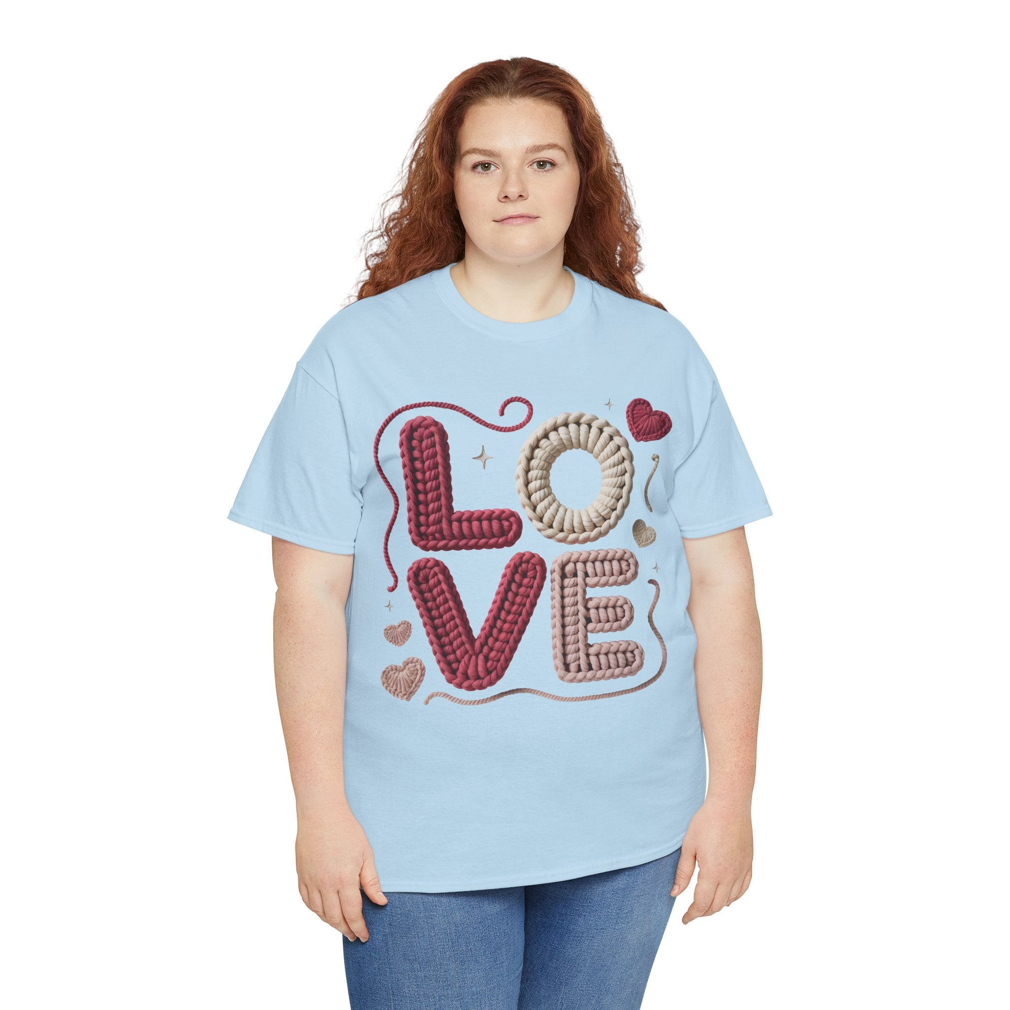 LOVE Faux Yarn Heart Unisex Cotton Tee