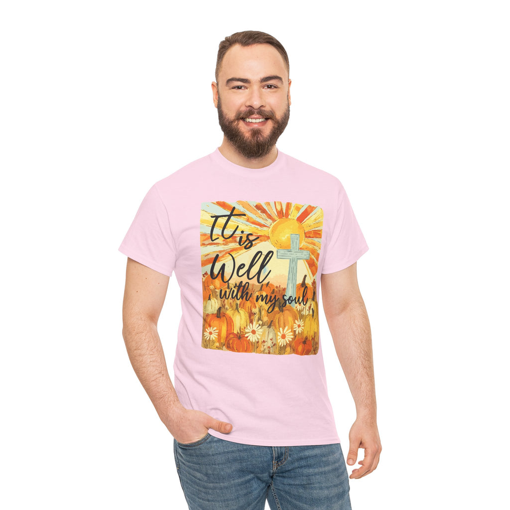 It Is Well With My Soul Pumpkin Sunrise Unisex Cotton T-Shirt