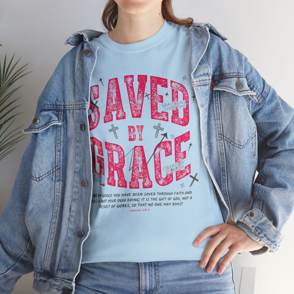Saved by Grace Ephesians 2:8-9 Unisex Cotton T-Shirt