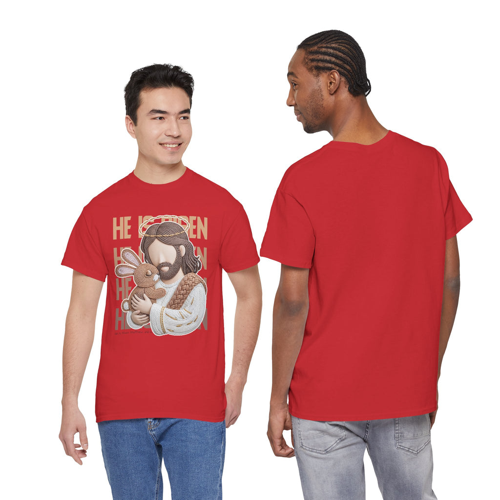 He Is Risen Matthew 28:6 Jesus With Lamb Unisex Cotton T-Shirt