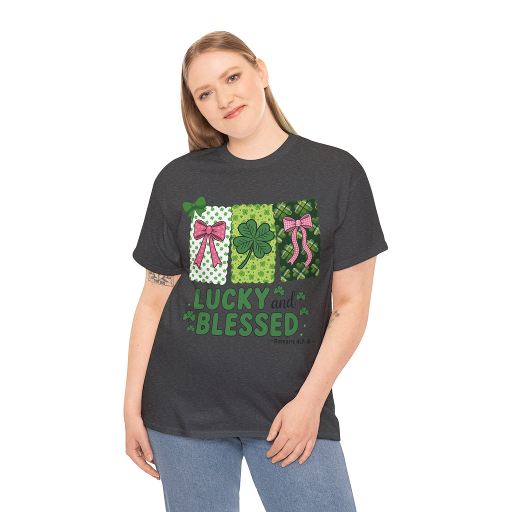 Lucky and Blessed Clover Unisex Cotton Tee