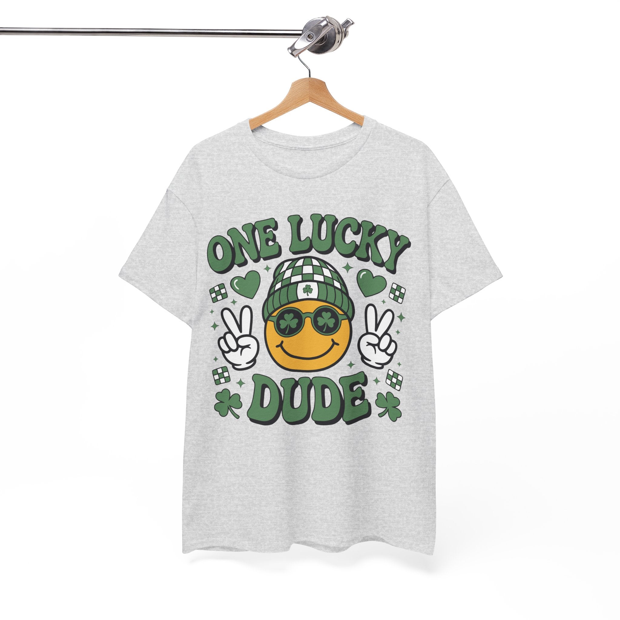 One Lucky Dude Shamrock Tee — St. Patrick's Day Smiley Unisex Cotton Tshirt