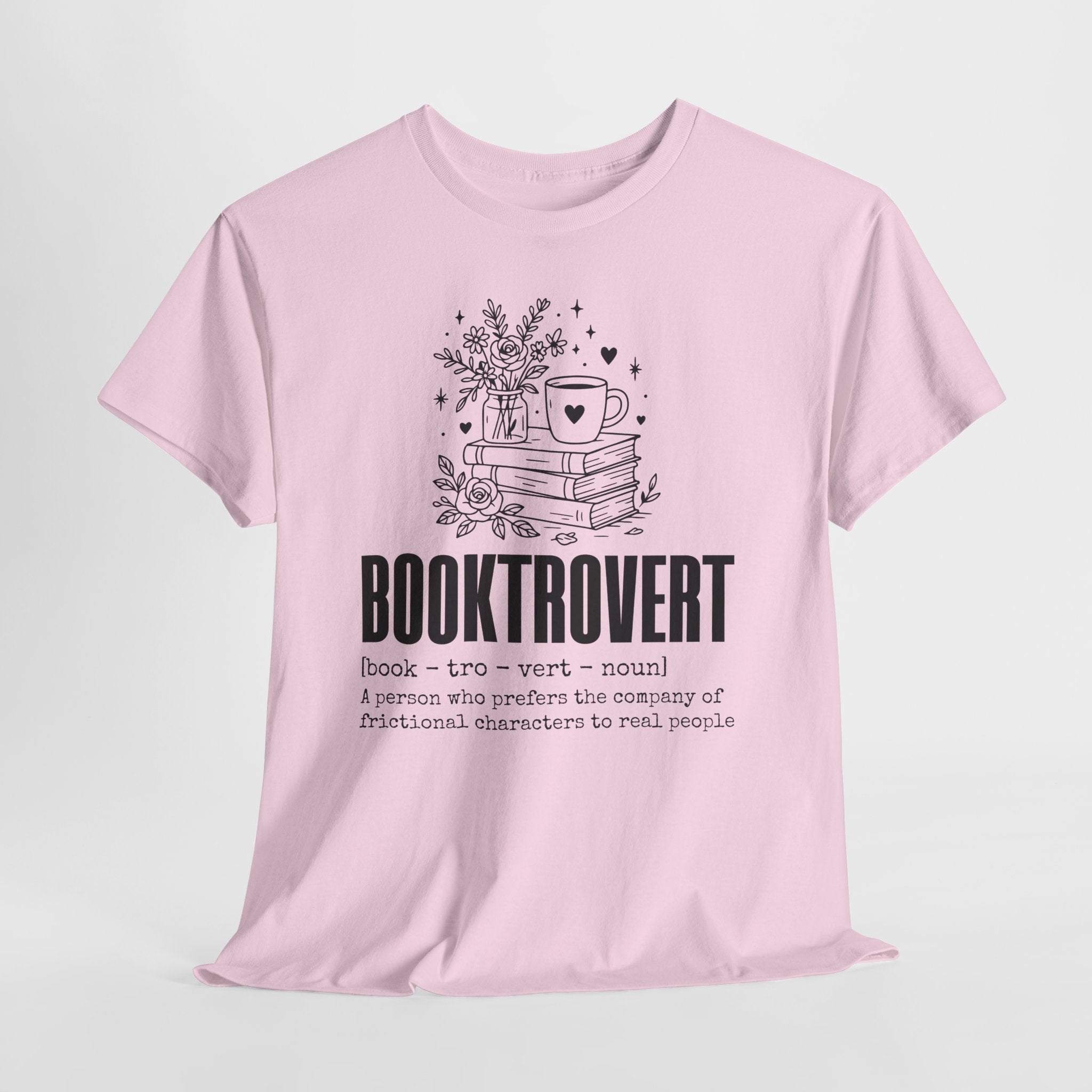 Booktrovert Graphic Tee — "Booktrovert" Definition, Books & Coffee Design Unisex Cotton Tee