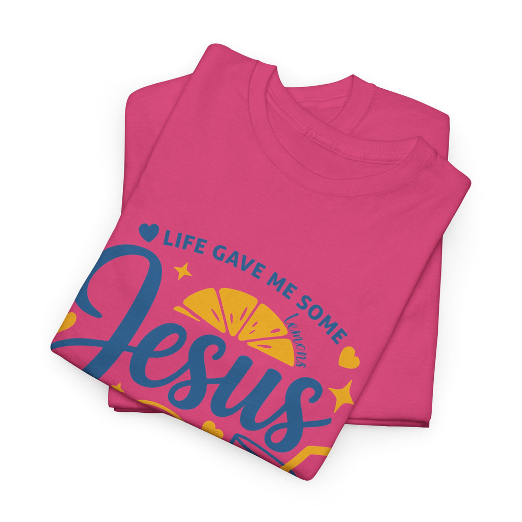 Christian Lemonade T-Shirt — “Life gave me some lemons but my Jesus He be makin’ lemonade”. Unisex Cotton Tee