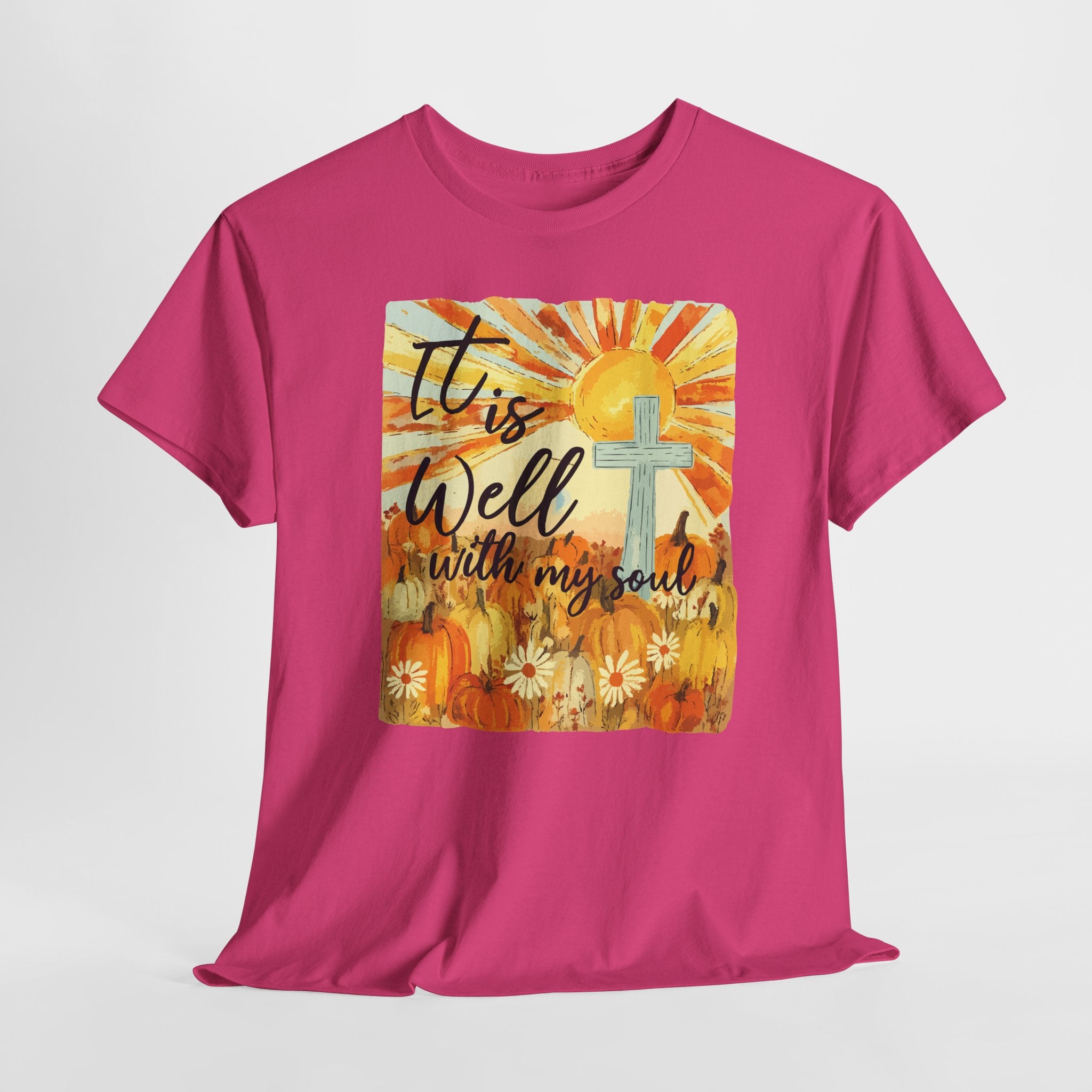 It Is Well With My Soul Pumpkin Sunrise Unisex Cotton T-Shirt