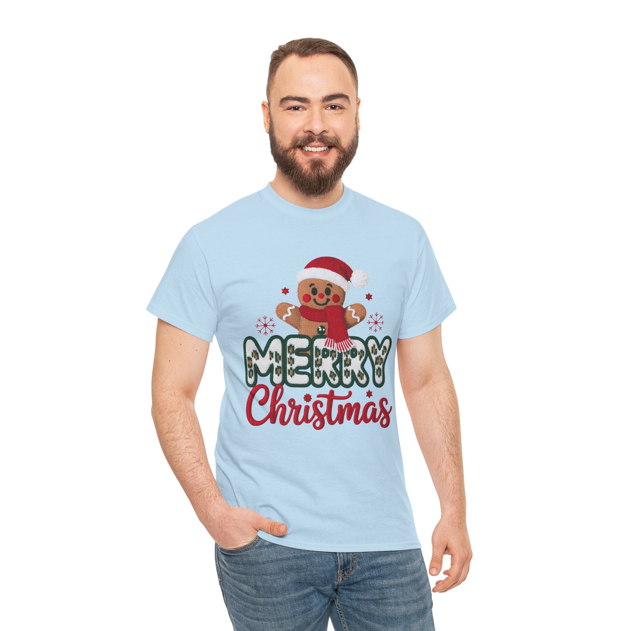 Gingerbread Santa 'Merry Christmas' Unisex Cotton Tee T-Shirt