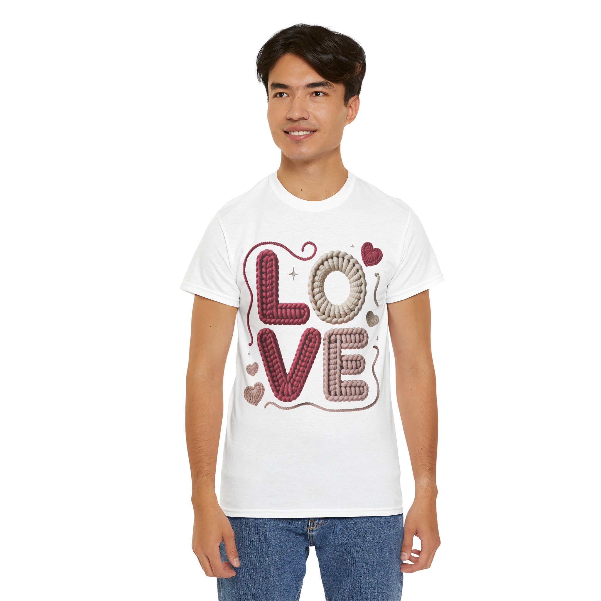 LOVE Faux Yarn Heart Unisex Cotton Tee
