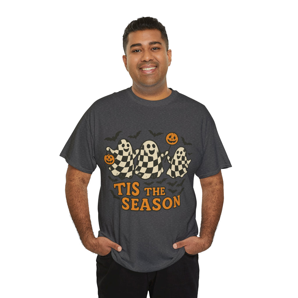 Halloween Ghosts Checker Pattern Unisex Cotton Tee