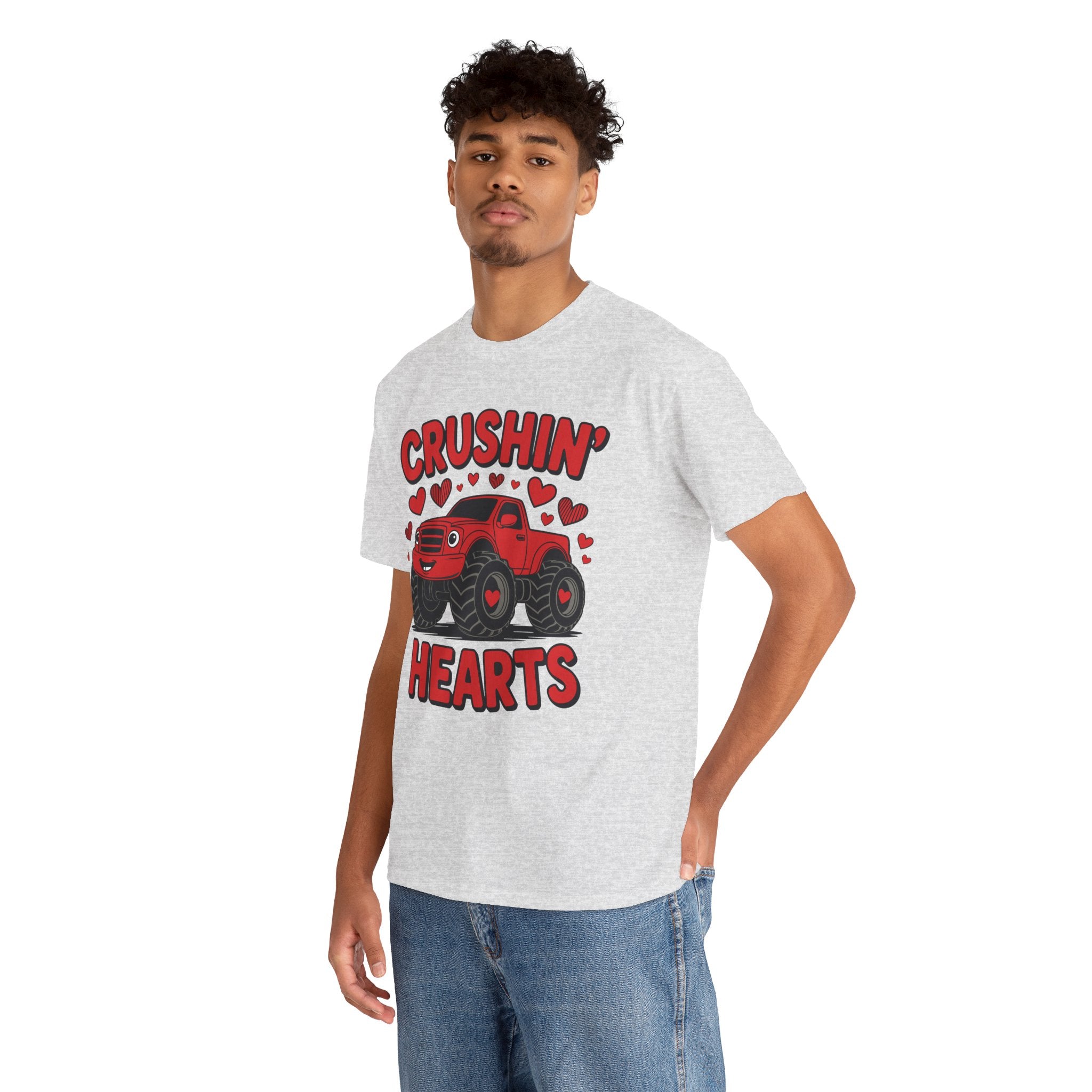 Crushin’ Hearts Valentine Monster Truck Unisex Cotton Tee