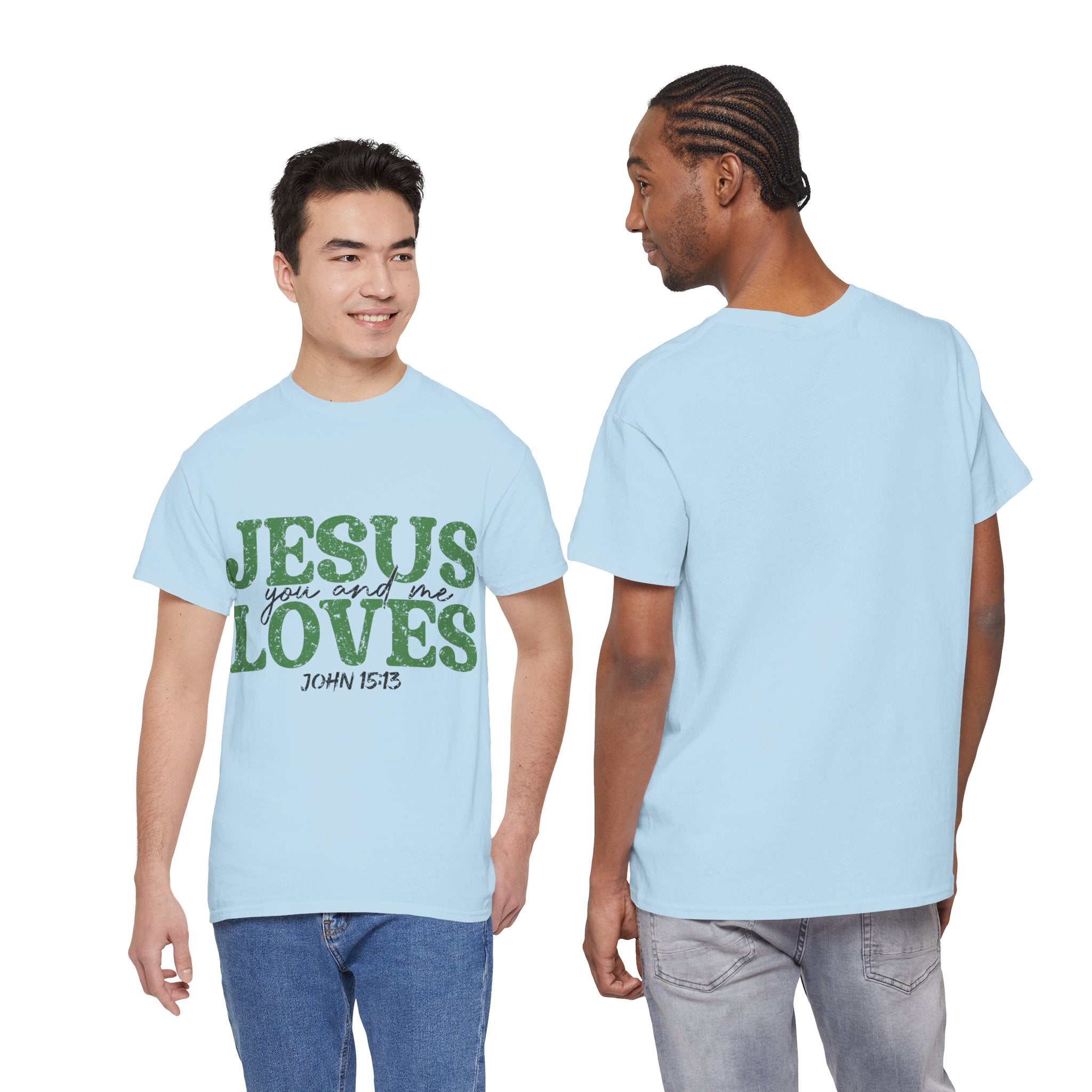 Jesus Loves Vintage Tee — Green Retro Christian Unisex Cotton T-Shirt