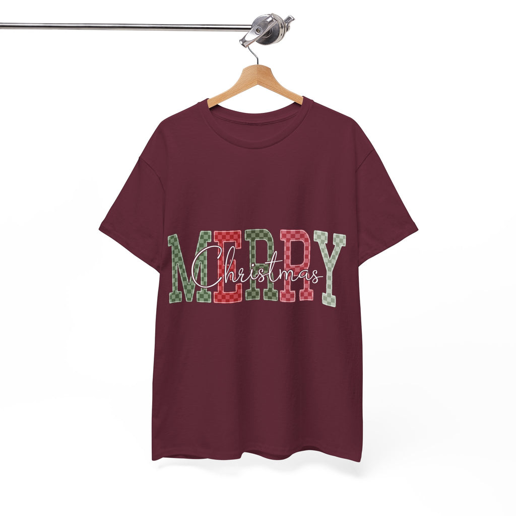 Plaid Merry Christmas Unisex Cotton Tee