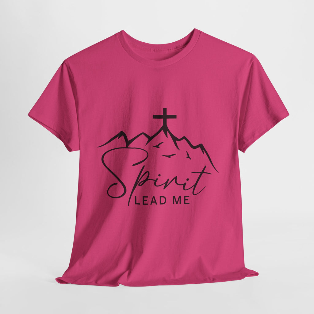 Spirit Lead Me Christian T‑Shirt — Minimalist Cross Unisex Cotton Tee