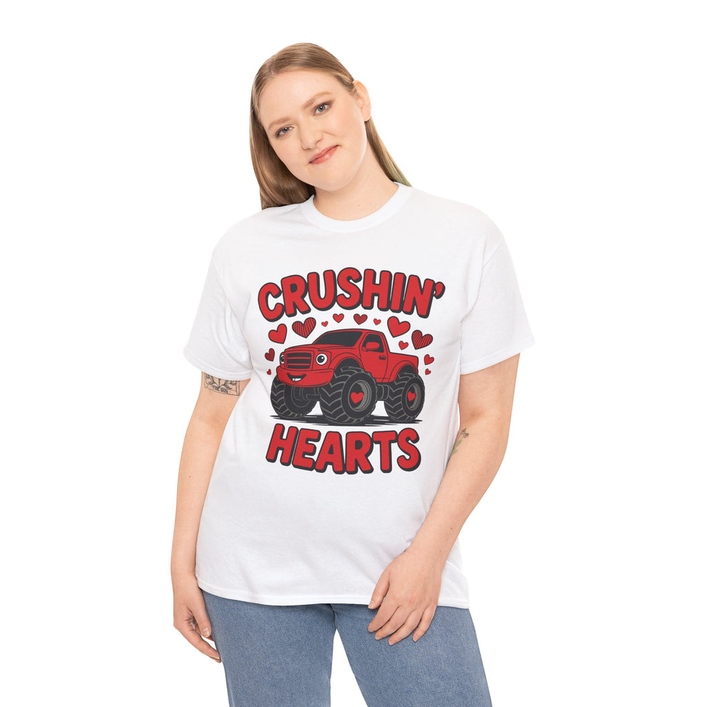 Crushin’ Hearts Valentine Monster Truck Unisex Cotton Tee