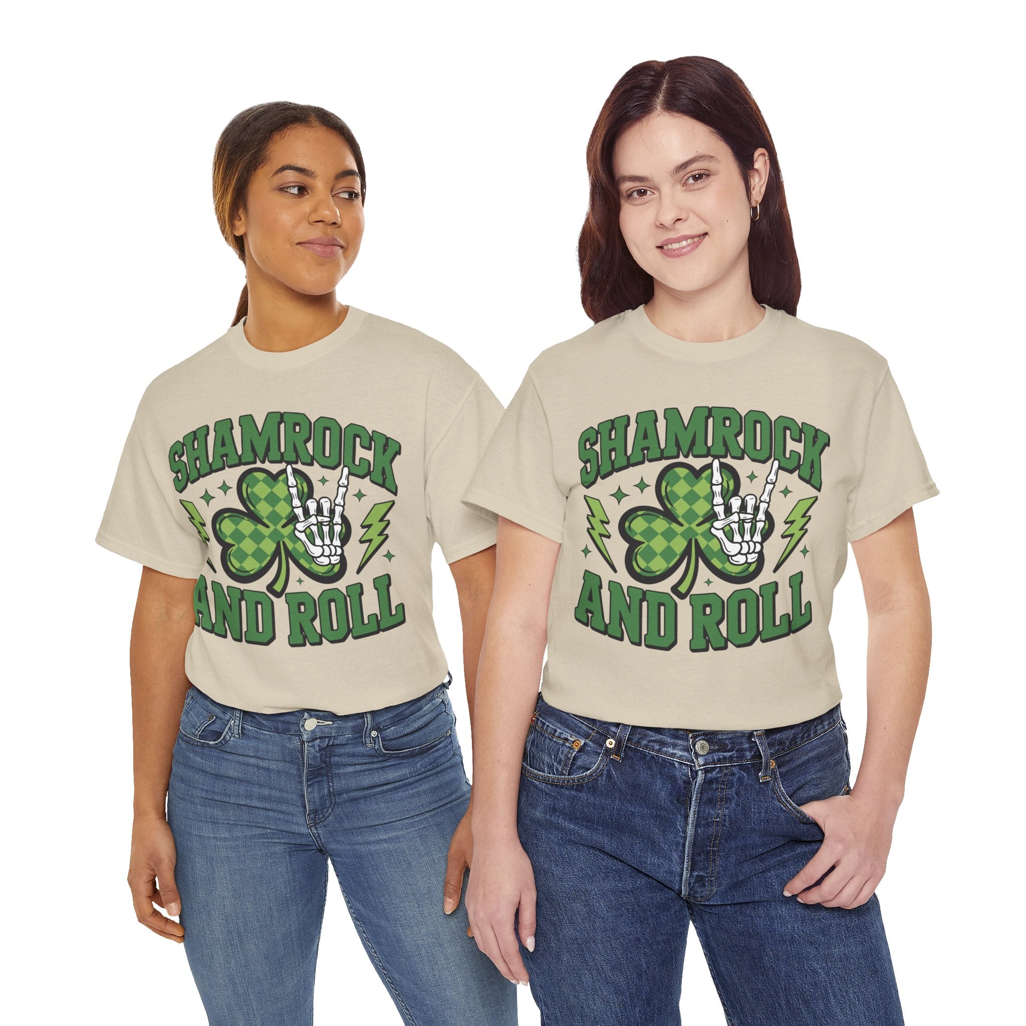 Shamrock and Roll Tee — Skeleton Hand & Lightning St. Patrick’s Rock Unisex Cotton Shirt