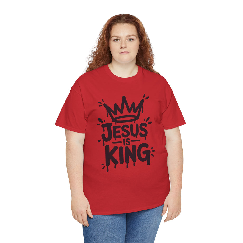 Jesus Is King Crown T-Shirt — Minimalist Christian Unisex Cotton Tee