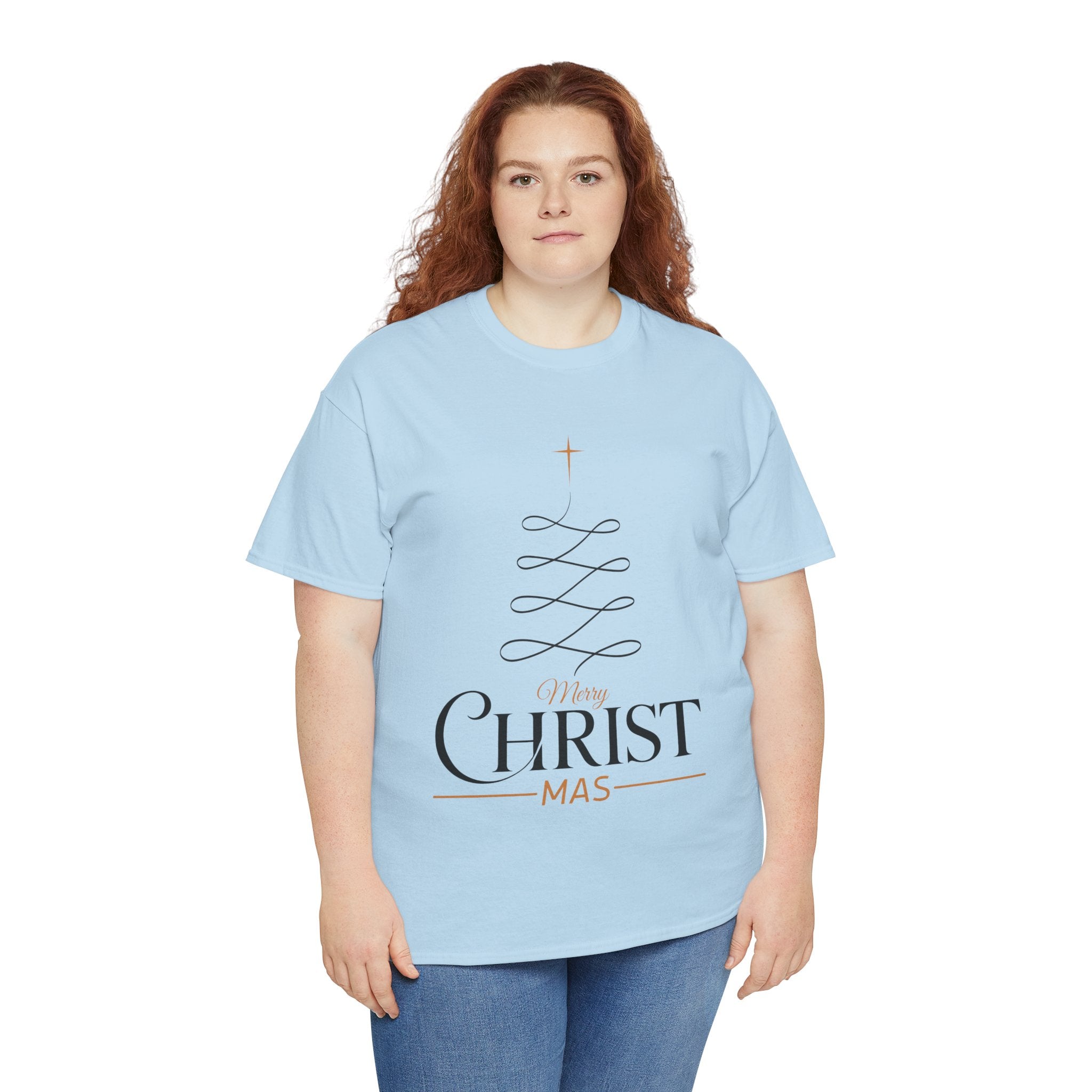 Merry Christmas Gold Cross Tree Unisex Cotton Tee