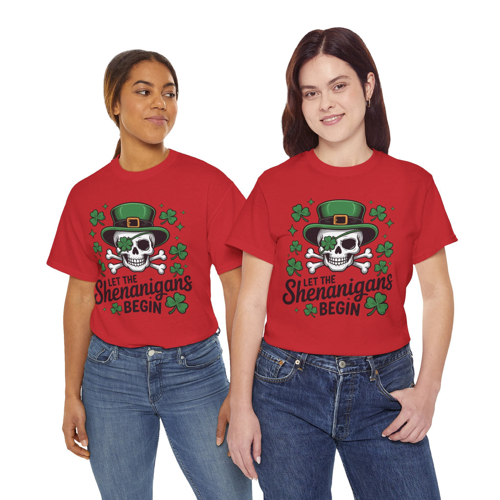 Let the Shenanigans Begin — Leprechaun Skull Unisex Cotton T-Shirt