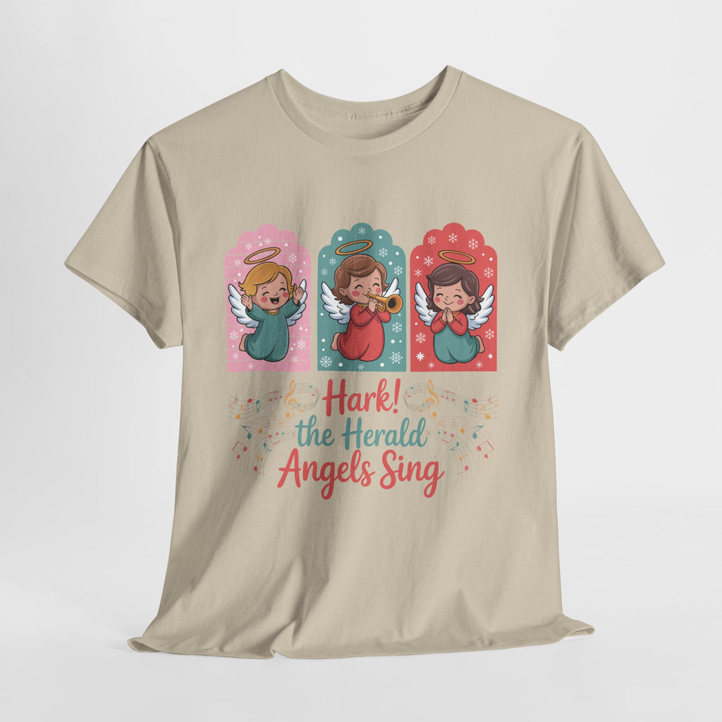 Hark! The Herald Angels Sing Tee — Three Singing Angels Christmas Unisex Cotton T-Shirt