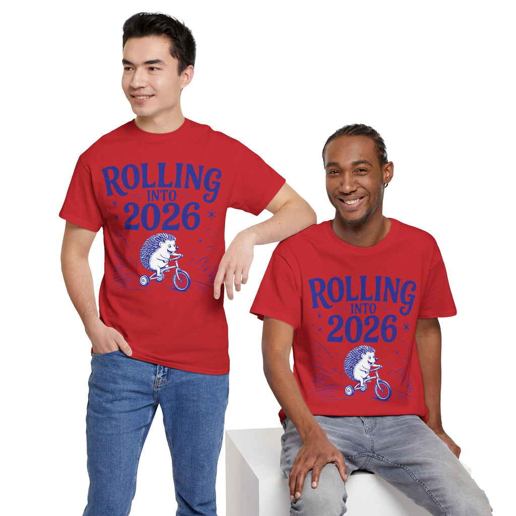 Rolling Into 2026 Hedgehog Tricycle Unisex Cotton Tee