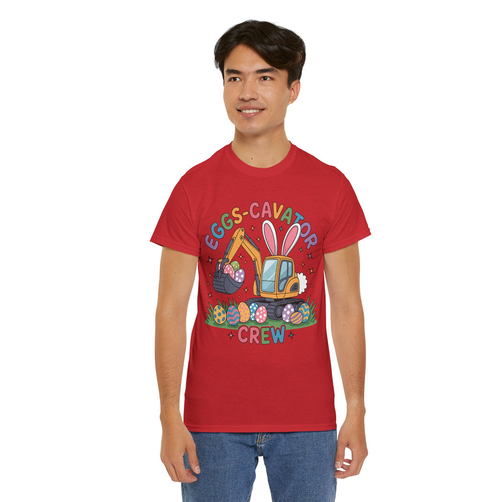 Easter 'Eggs-cavator Crew' Kids Tee — Excavator Bunny & Eggs Unisex Cotton Tee