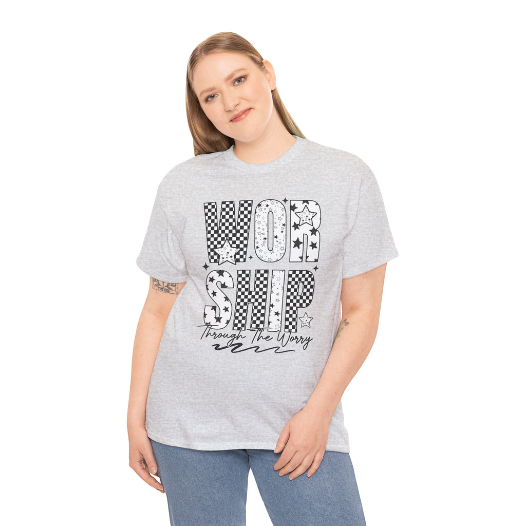 WORSHIP Through The Worry Checkerboard Unisex Cotton Tee