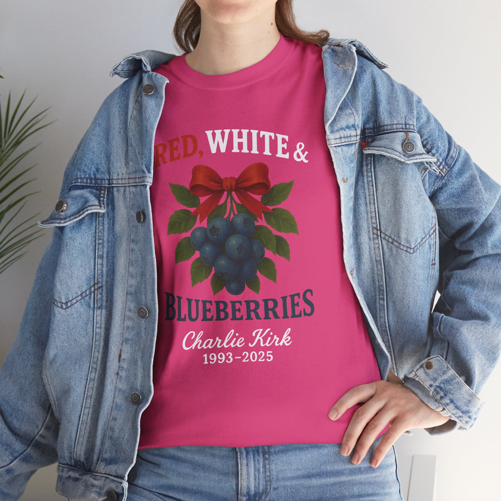 Red, White & Blueberries T-Shirt — Patriotic Blueberry Graphic Unisex Cotton Tee